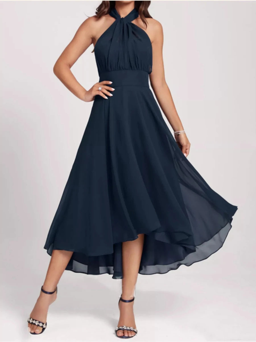 Ruched A - Line Midi Dress - 