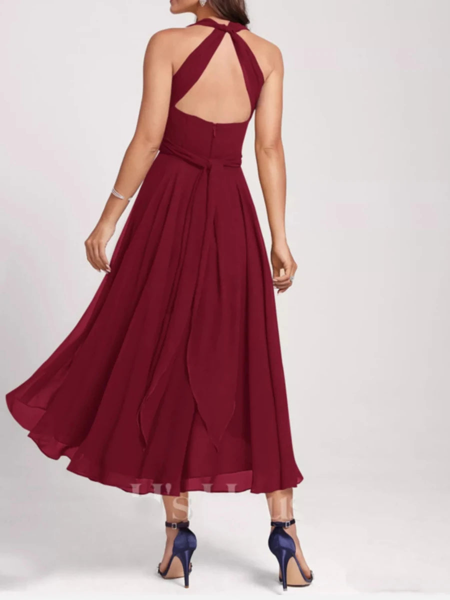 Ruched A - Line Midi Dress - 