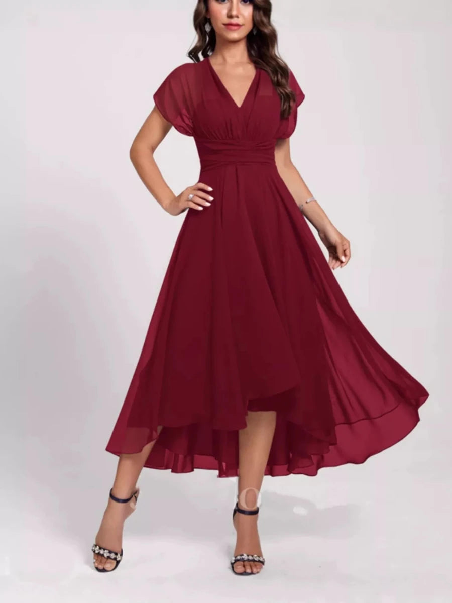 Ruched A - Line Midi Dress - 