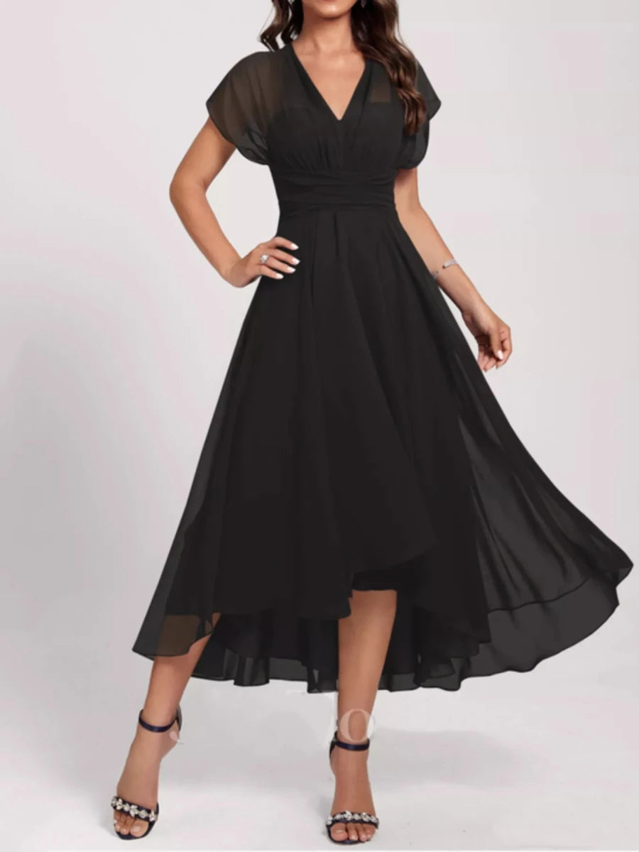 Ruched A - Line Midi Dress - 