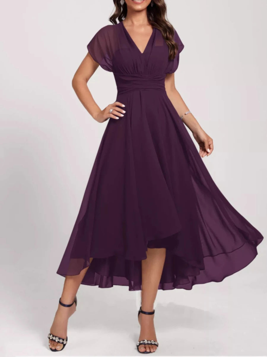 Ruched A - Line Midi Dress - 