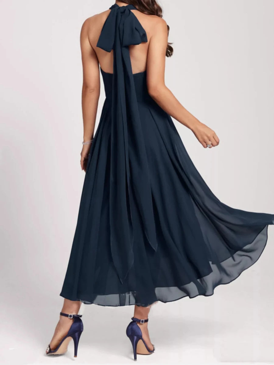 Ruched A - Line Midi Dress - 