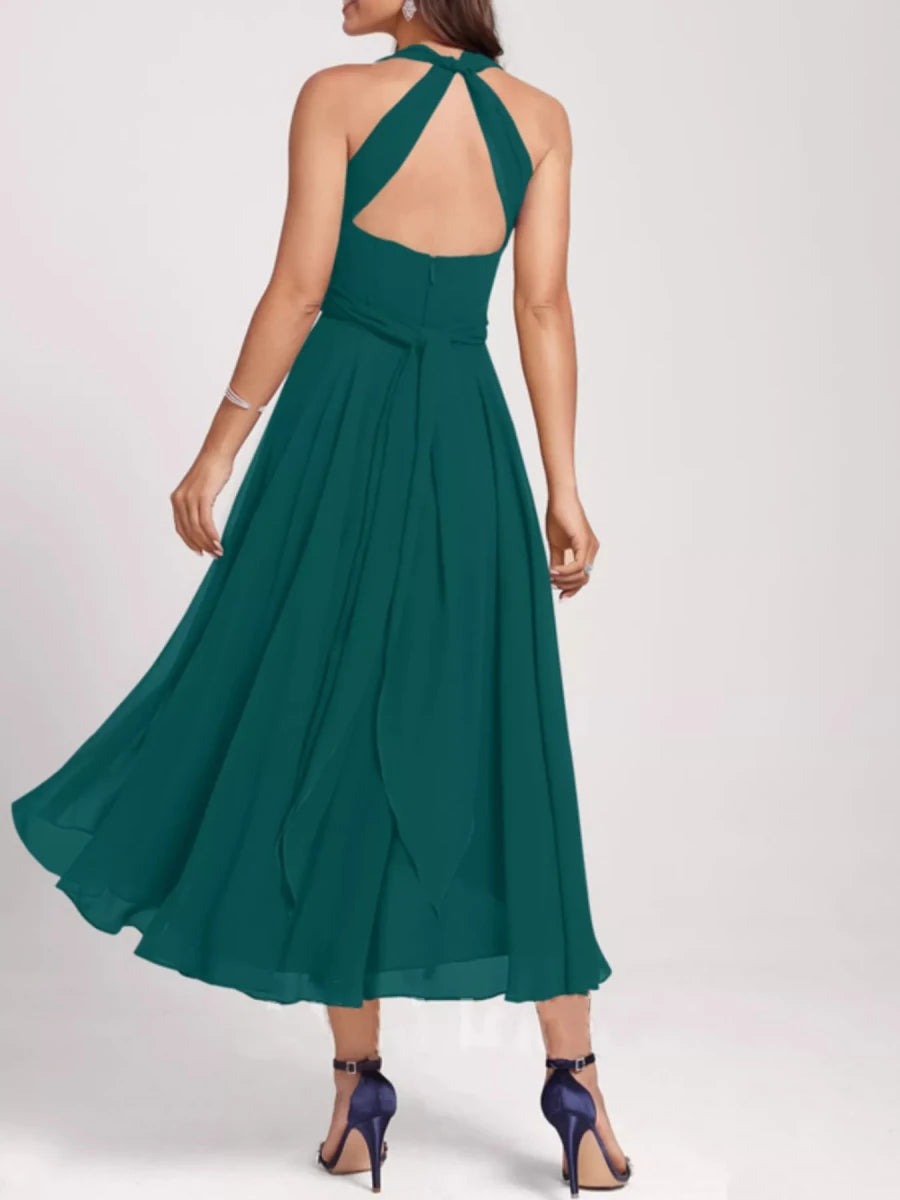 Ruched A - Line Midi Dress - 