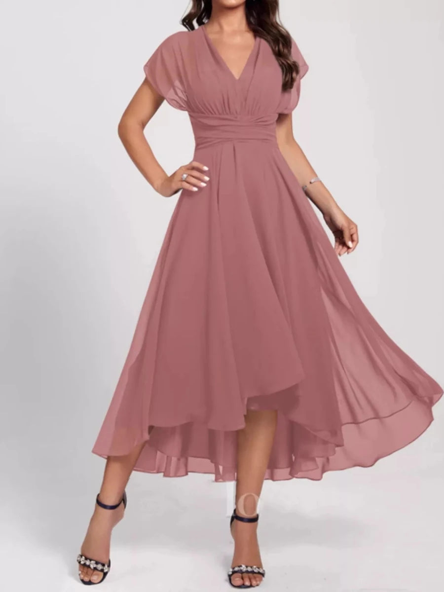 Ruched A - Line Midi Dress - 