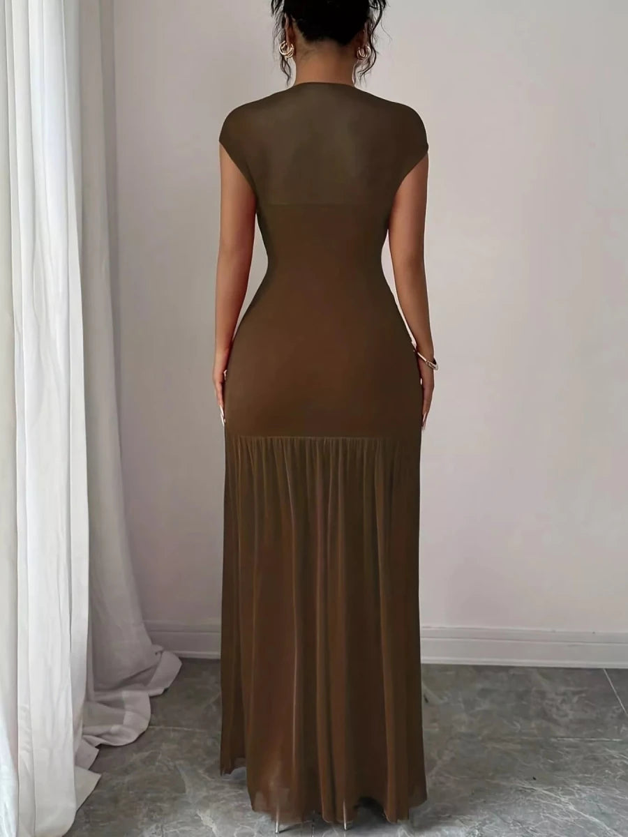 Ruched Bodycon Maxi Dress - 