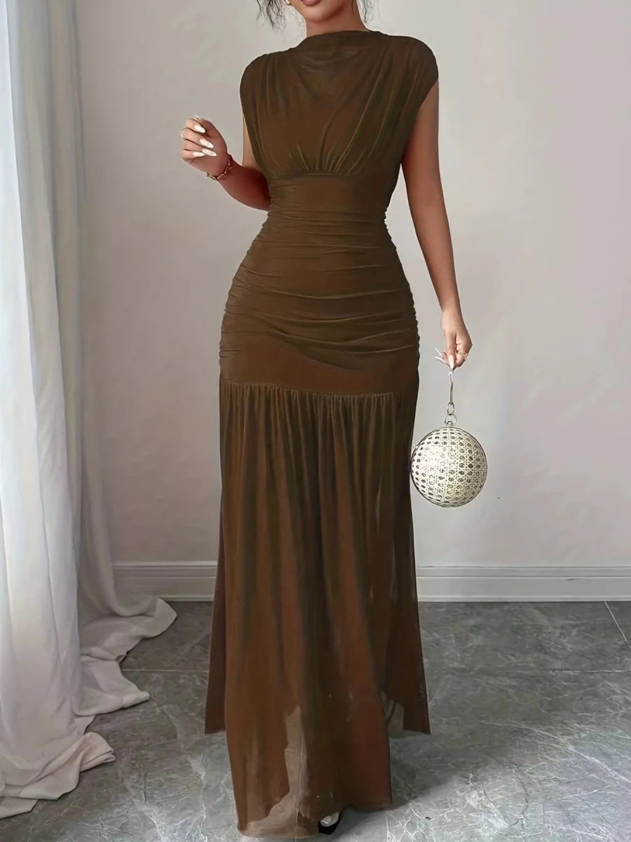 Ruched Bodycon Maxi Dress - 