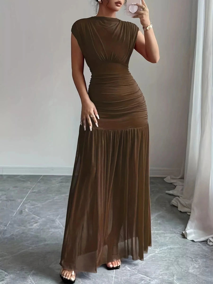 Ruched Bodycon Maxi Dress - 