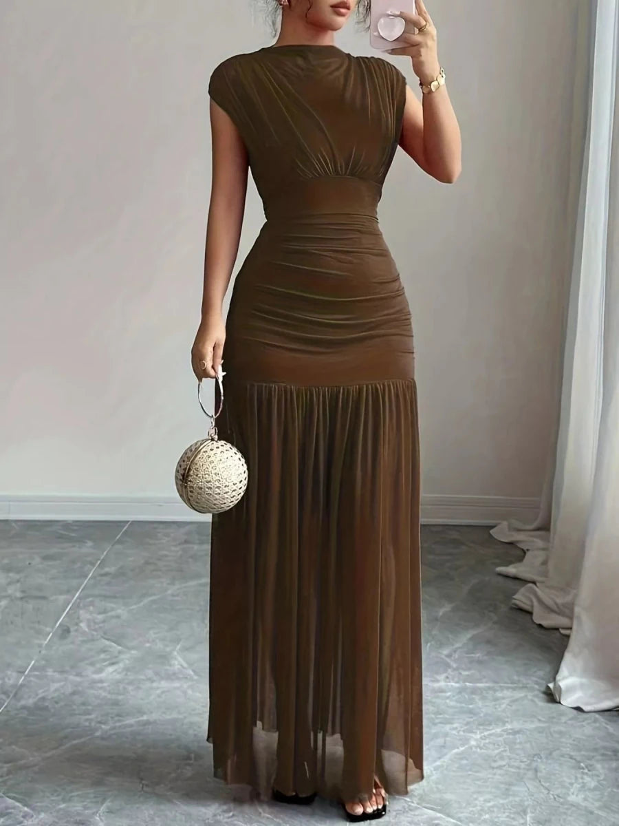 Ruched Bodycon Maxi Dress - 