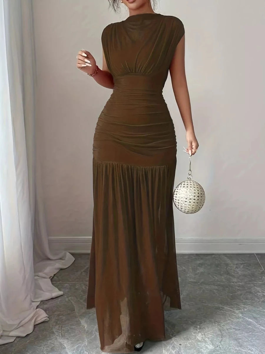 Ruched Bodycon Maxi Dress - 