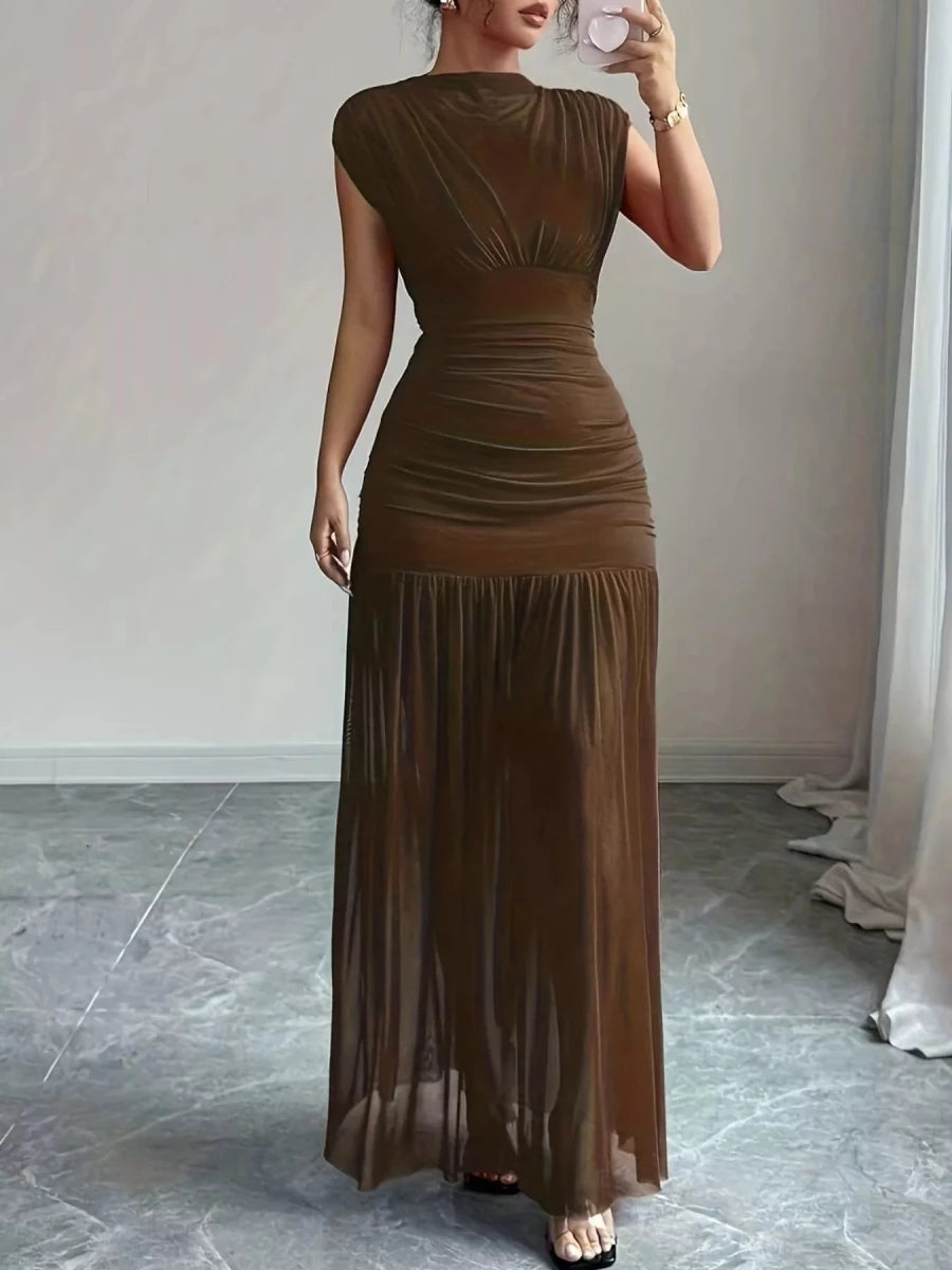 Ruched Bodycon Maxi Dress - 