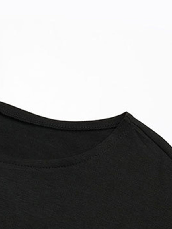 Ruched dress with irregular hem wrapping hip skirt - Casual Dress