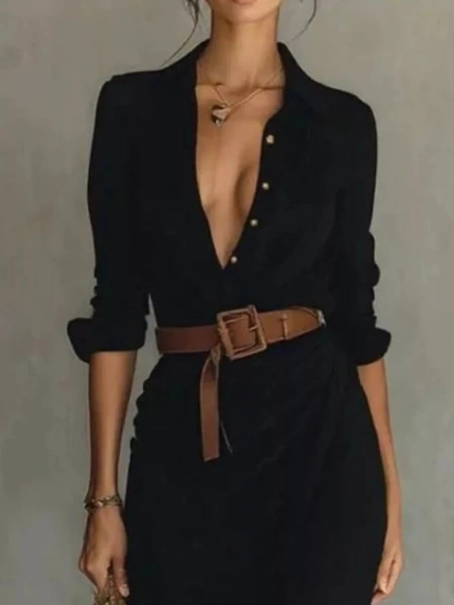 Ruched Long Sleeve Maxi Dress - 