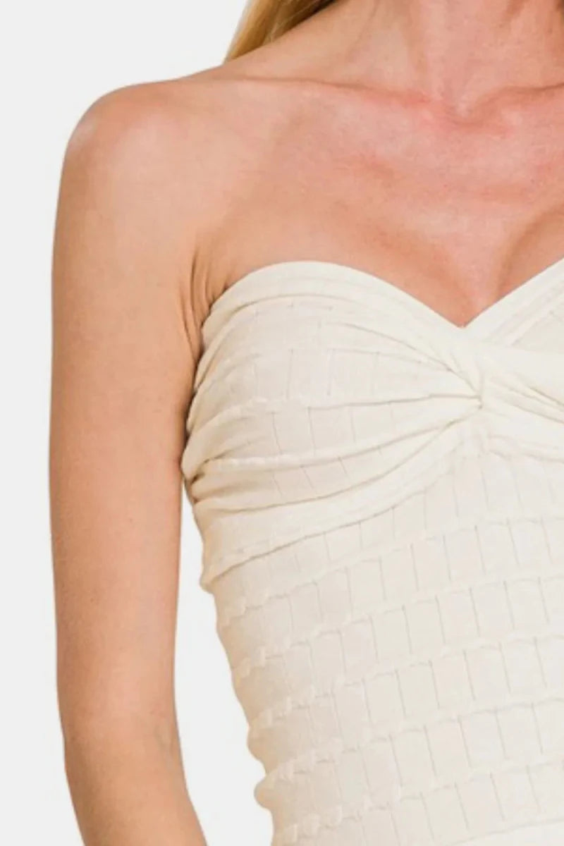 Ruched Sweetheart Neck Top - 
