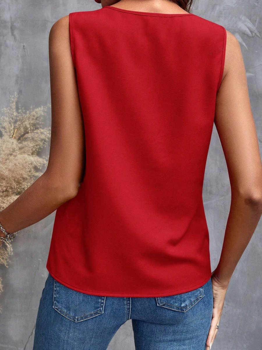 Ruffled V - Neck Tank - Top