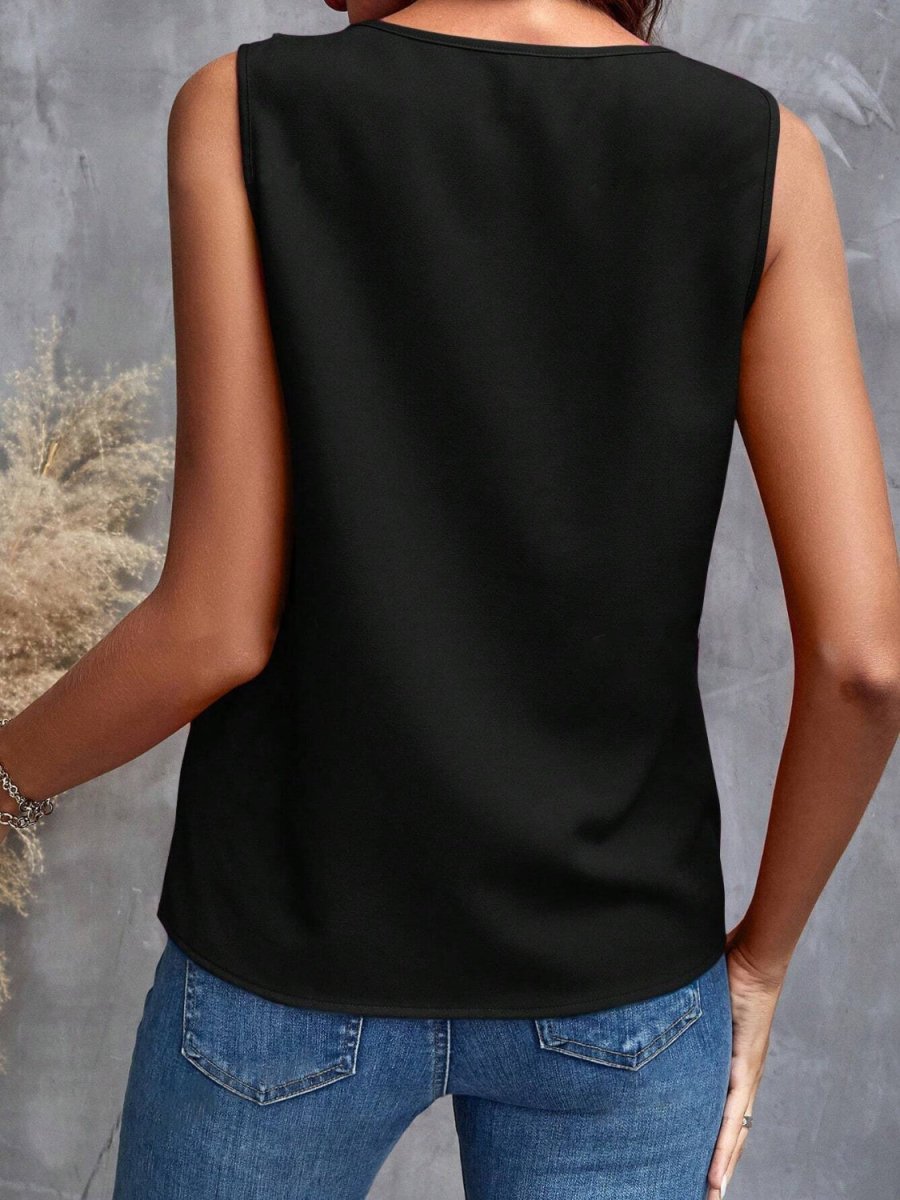 Ruffled V - Neck Tank - Top