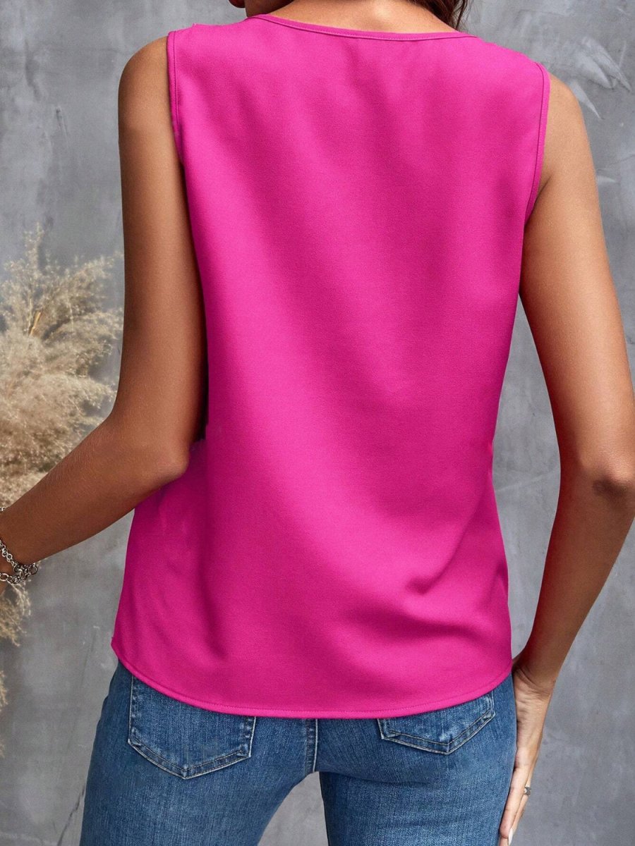 Ruffled V - Neck Tank - Top