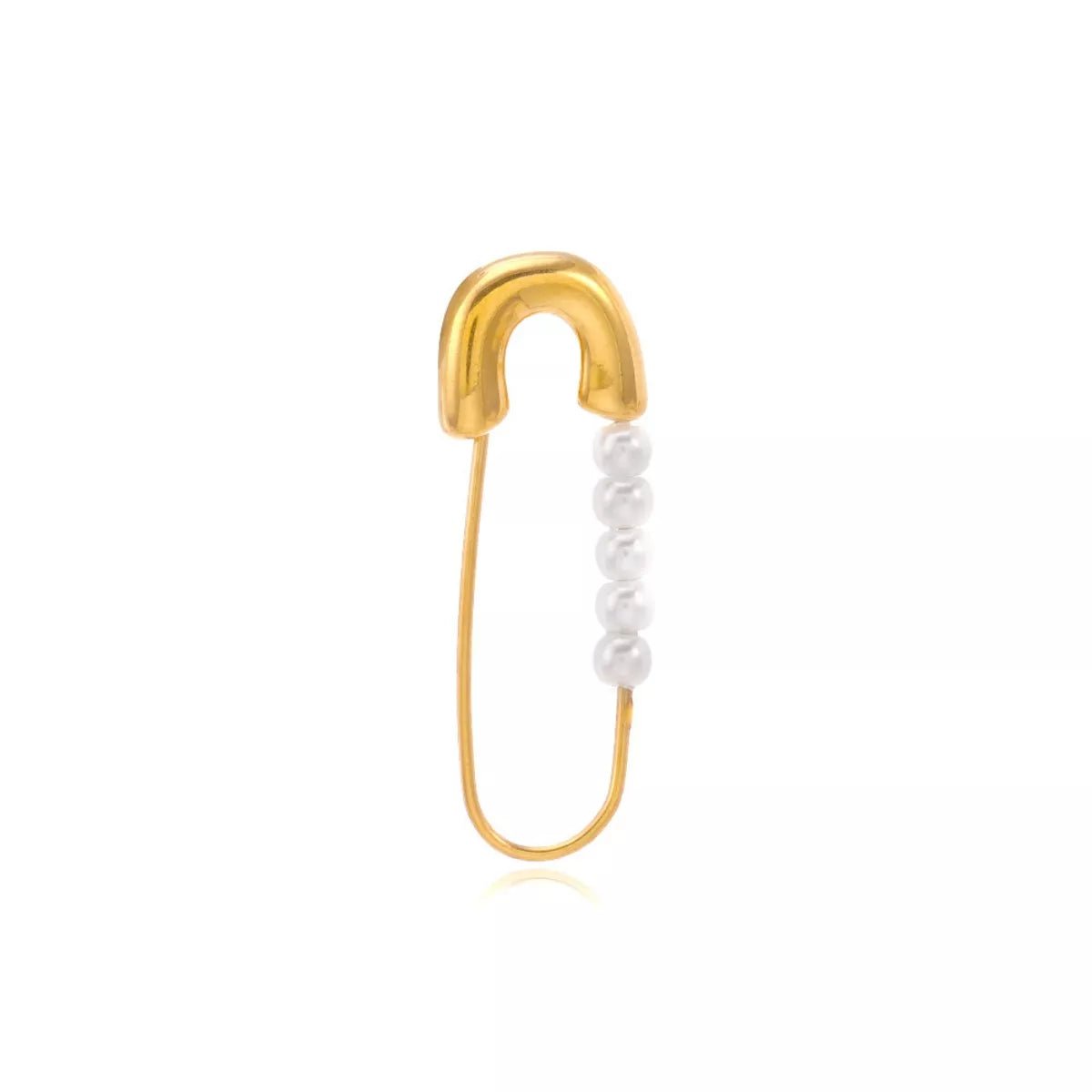 Safety Pin Pearl Accent Earrings - 