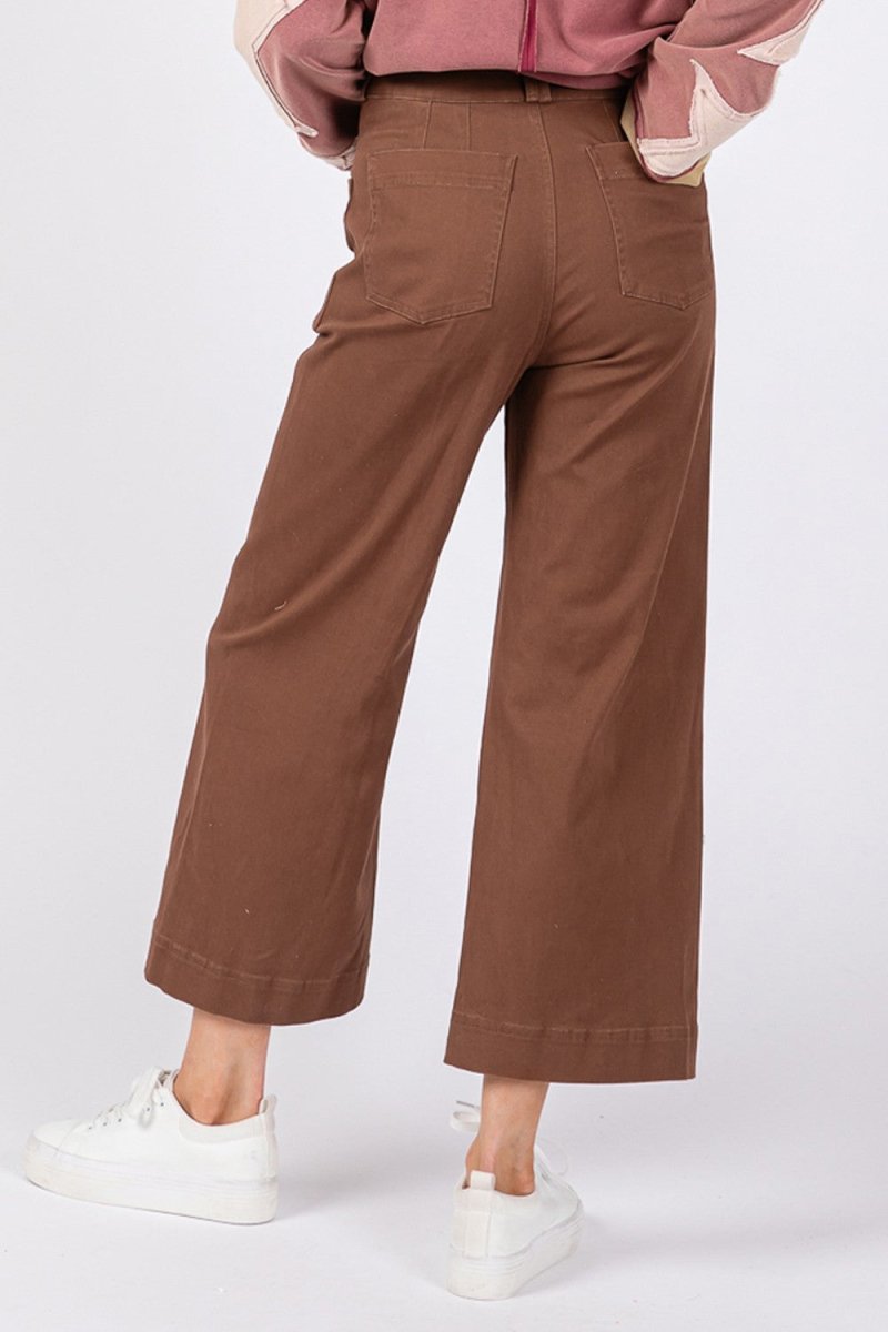 SAGE + FIG Wide Leg Cropped Pants - Bottoms