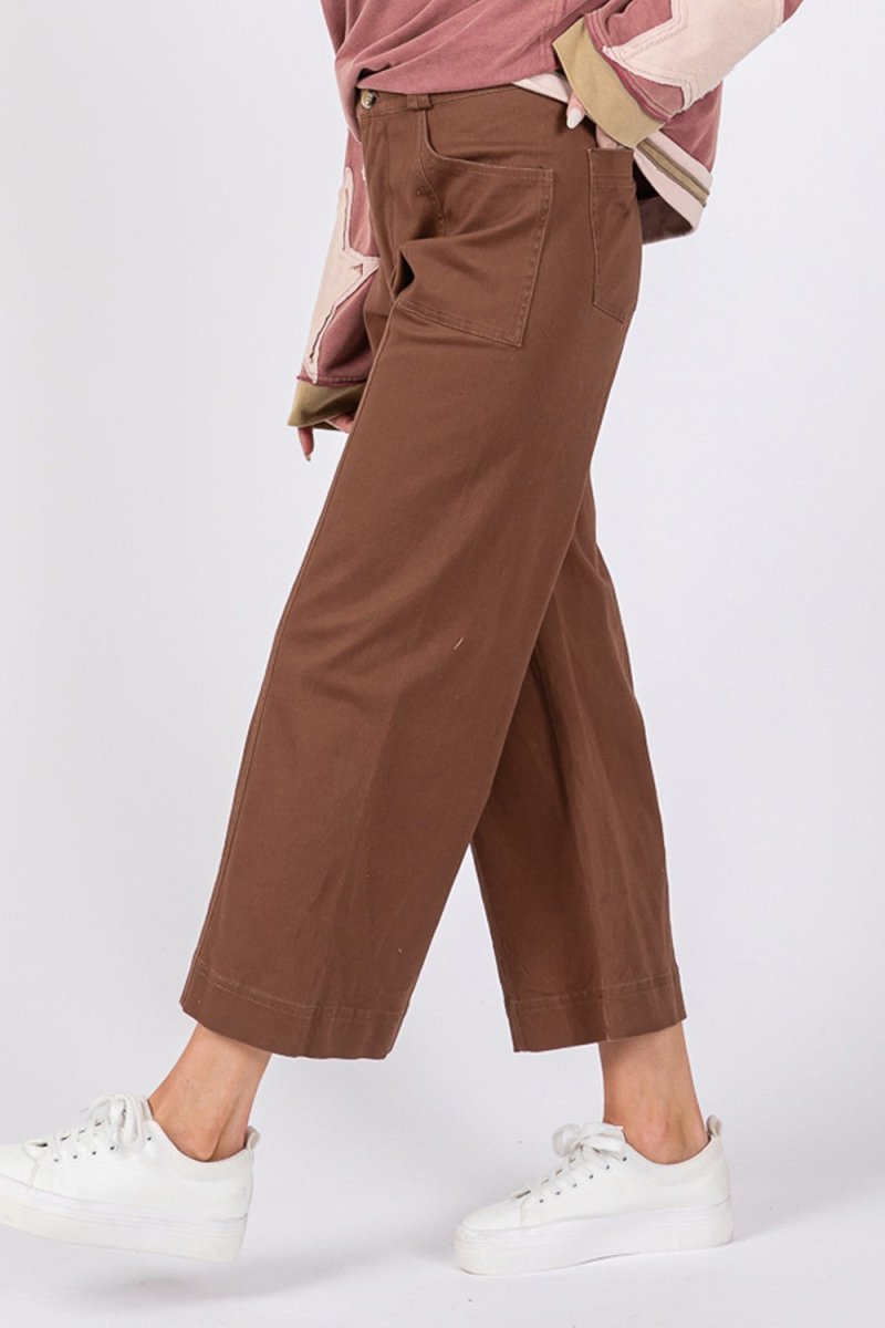SAGE + FIG Wide Leg Cropped Pants - Bottoms