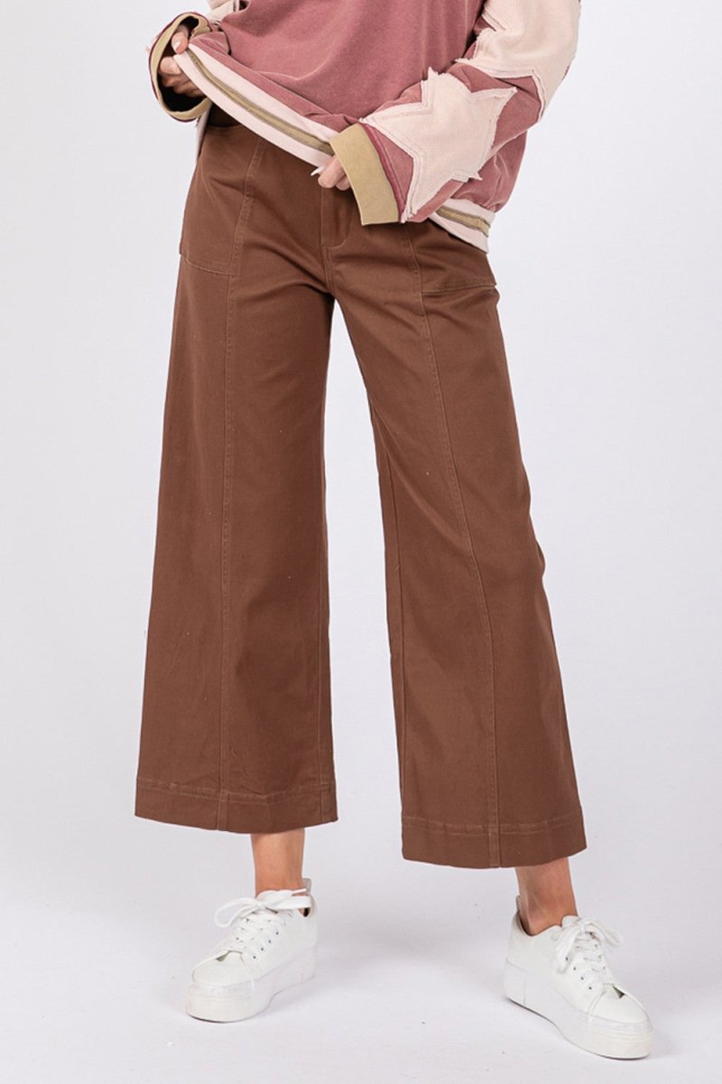 SAGE + FIG Wide Leg Cropped Pants - Bottoms
