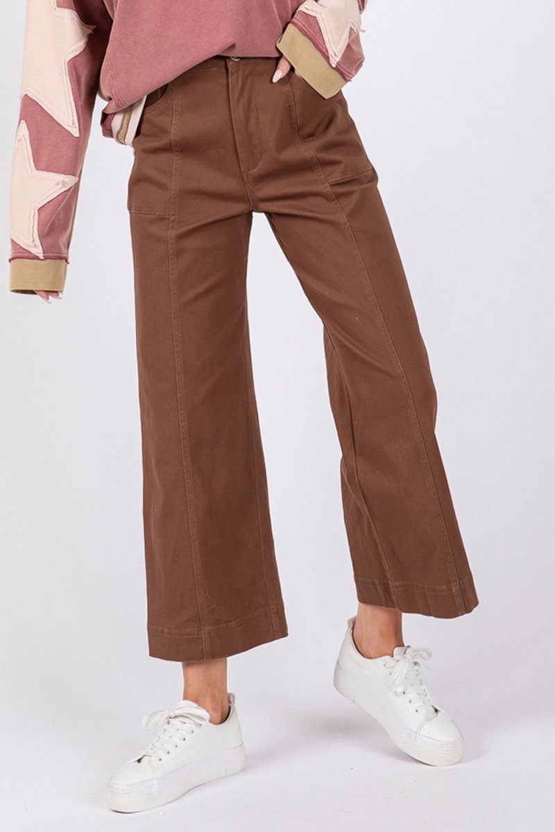 SAGE + FIG Wide Leg Cropped Pants - Bottoms