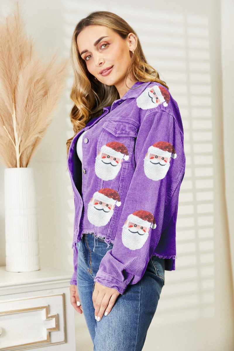 Santa Sequin Raw Hem Jacket - Outerwear