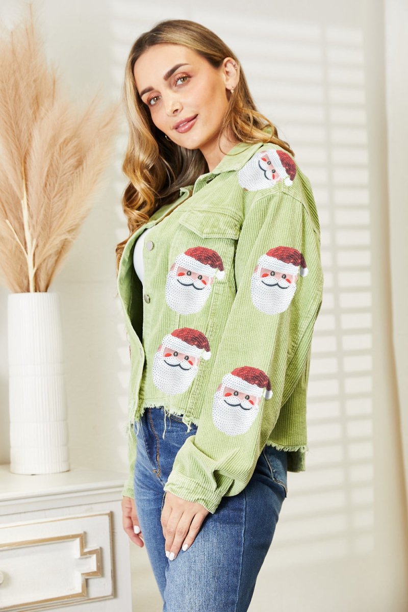Santa Sequin Raw Hem Jacket - Outerwear