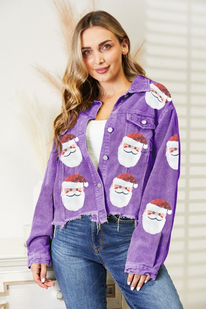 Santa Sequin Raw Hem Jacket - Outerwear
