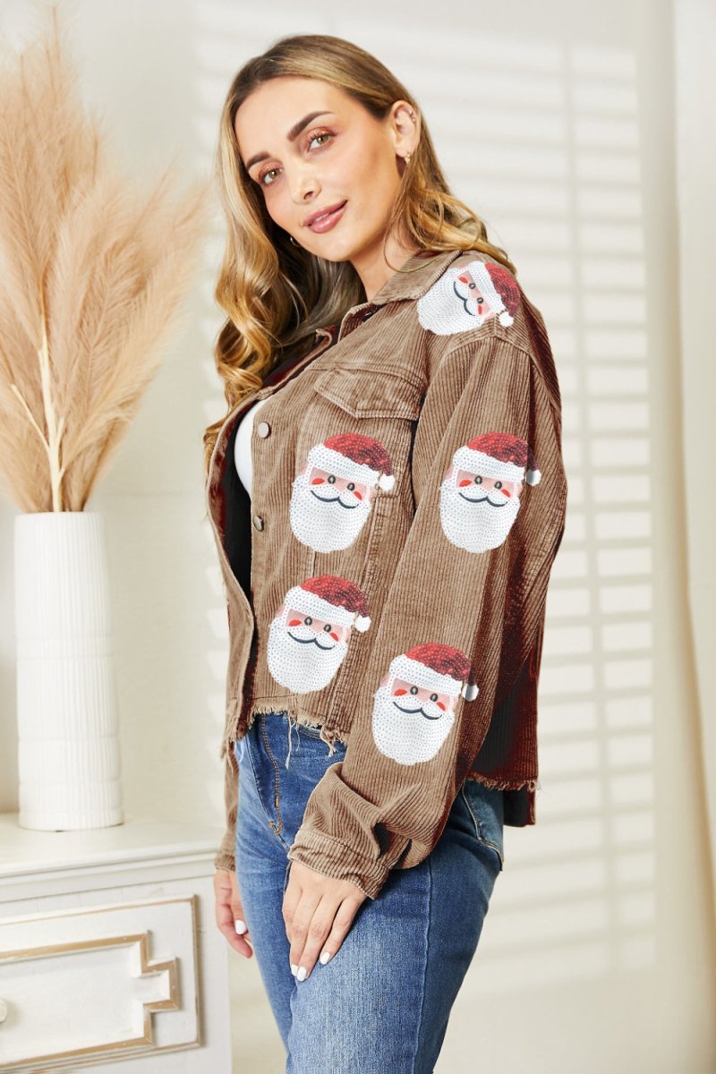 Santa Sequin Raw Hem Jacket - Outerwear