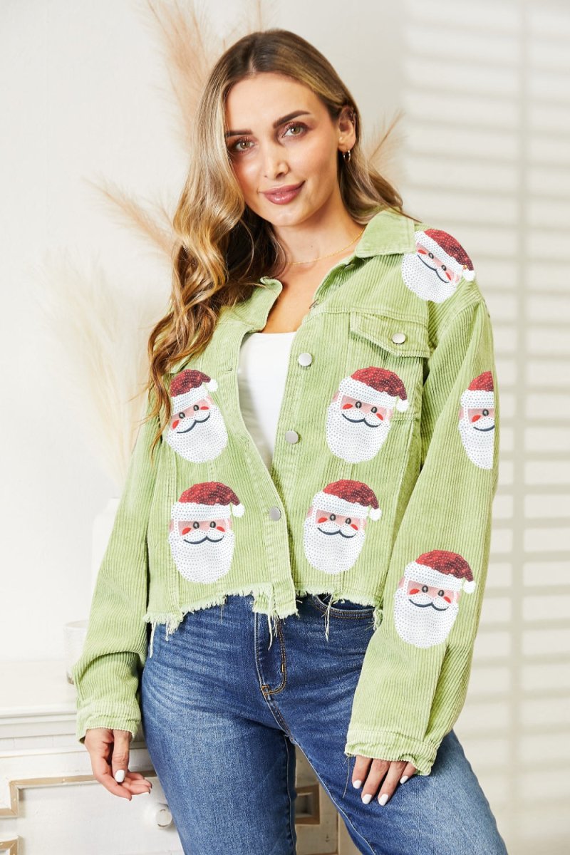Santa Sequin Raw Hem Jacket - Outerwear