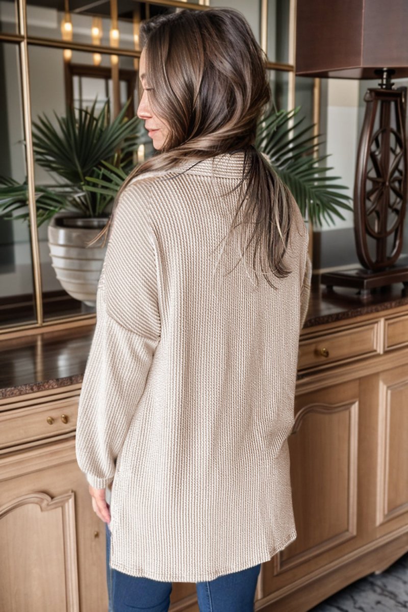Sequin Button Up Dropped Shoulder Jacket - Outerwear