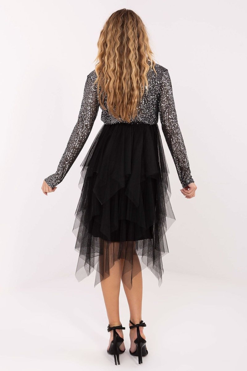 Sequin Flare Dress Knee Length Formal - 