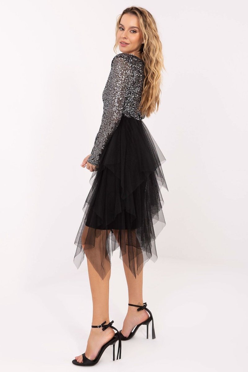 Sequin Flare Dress Knee Length Formal - 