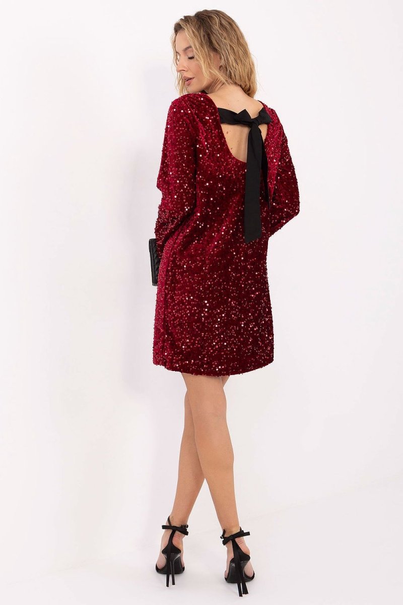 Sequin Mini Dress with Back Neckline - 