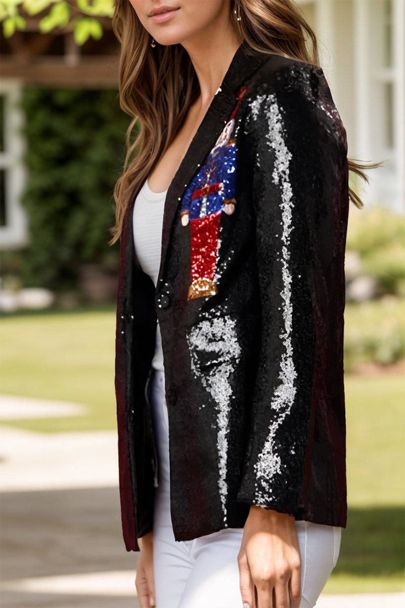 Sequin Nutcracker Long Sleeve Blazer - Blazer Suit