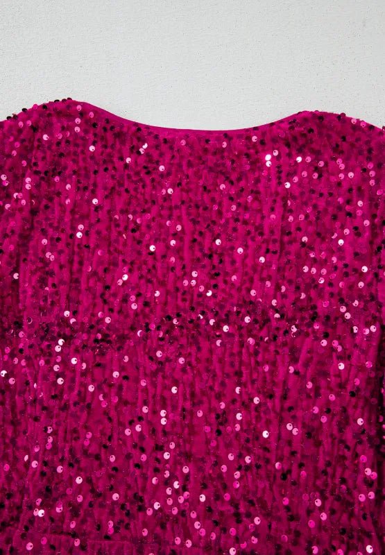 Sequin Ruched Sheer Mini Dress - 