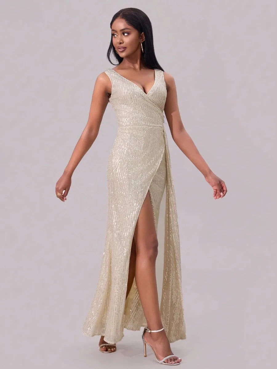 Sequin Slit Maxi Dress - 