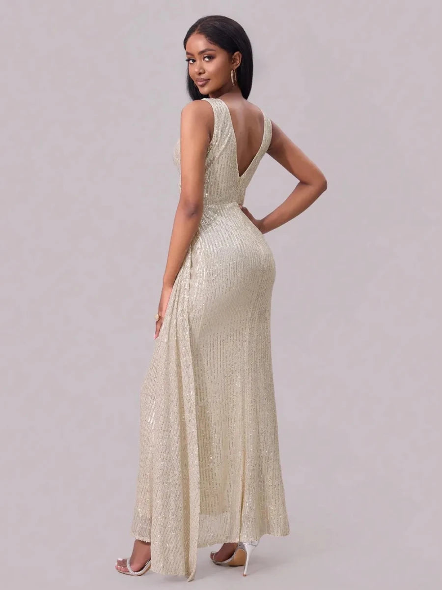 Sequin Slit Maxi Dress - 