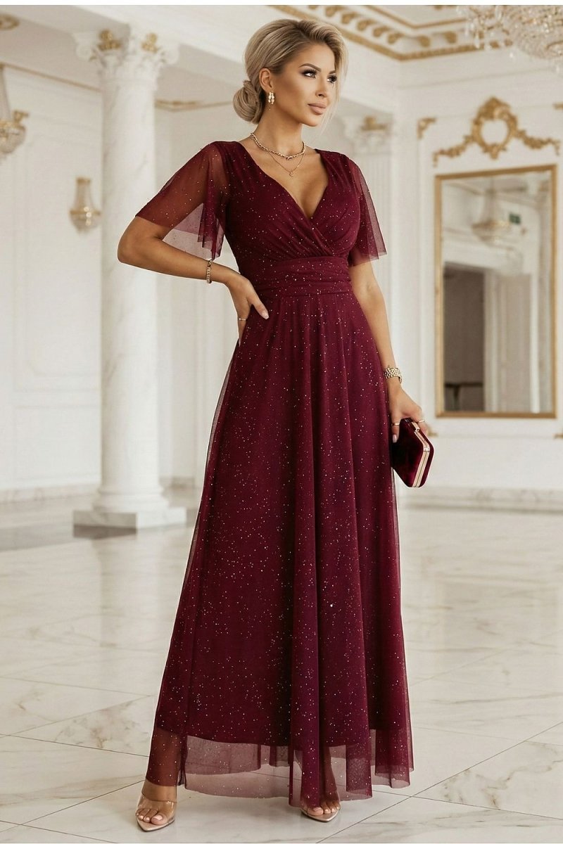 Sequin Tulle Maxi Dress - 
