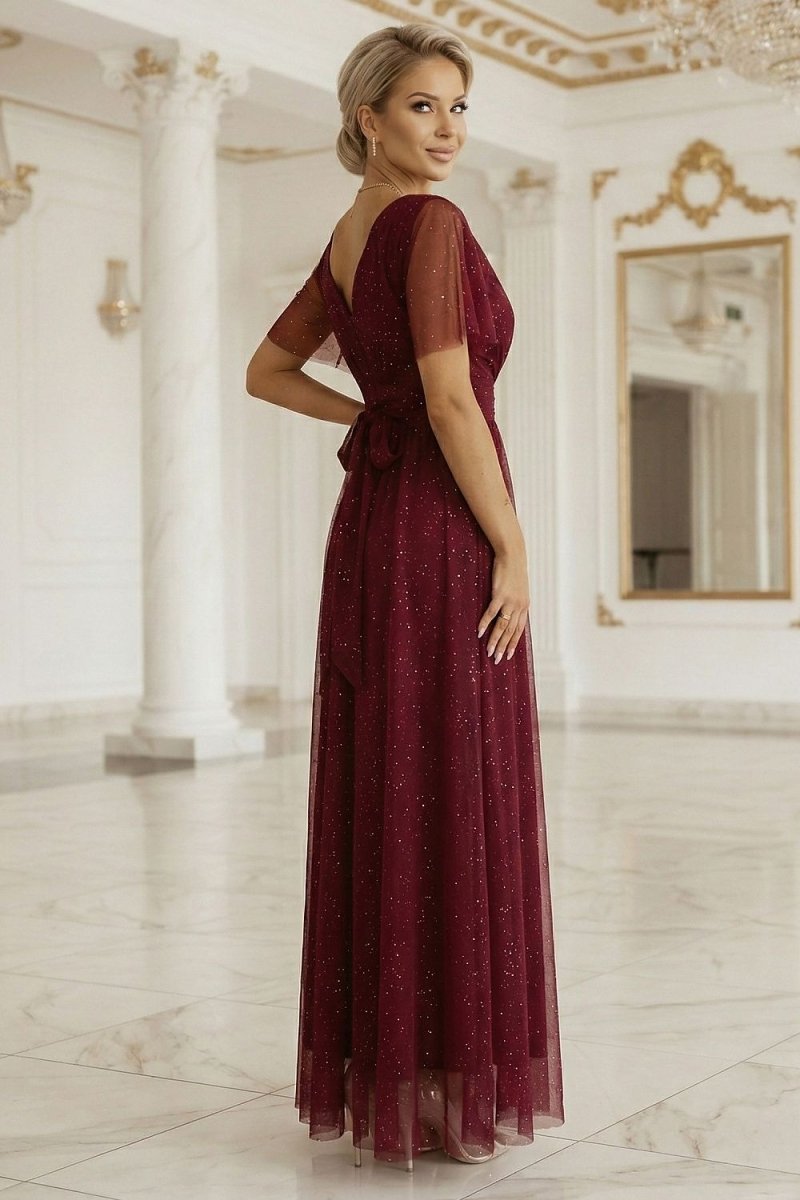 Sequin Tulle Maxi Dress - 