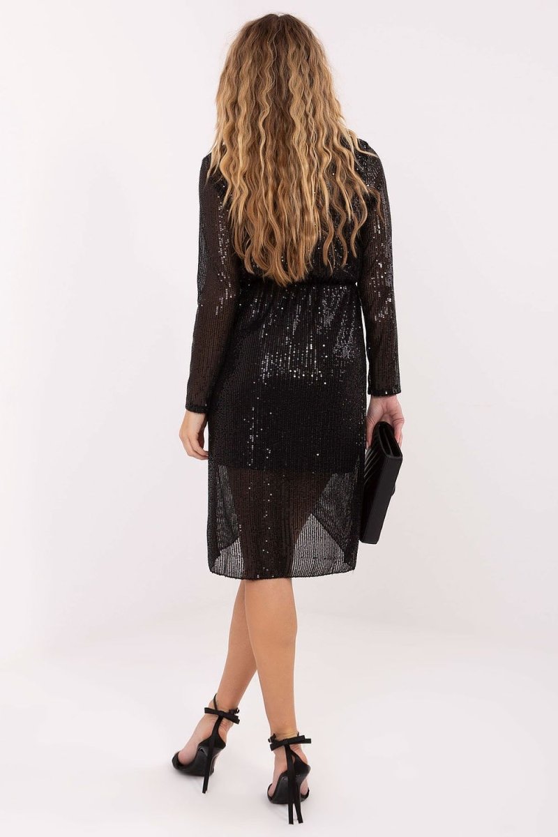 Sequin Wrap Evening Dress - 