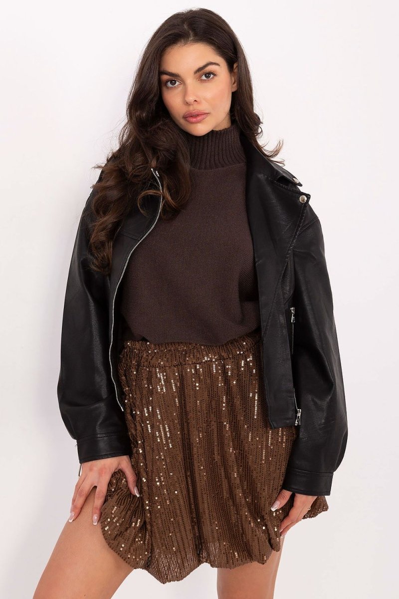 Sequined Bomb Skirt with Mini Length - 