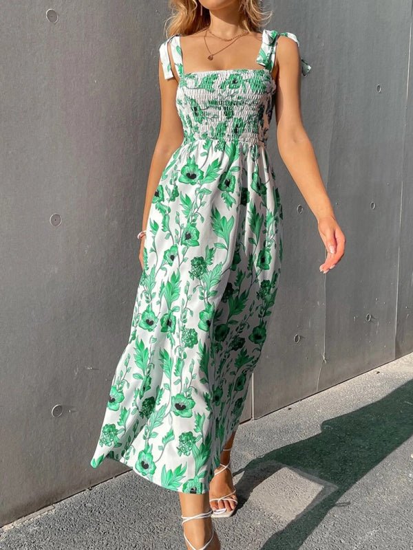 Sexy Slim Dress Sleeveless Sling Print Temperament Women's Long Dress - Day Dress