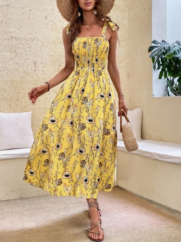 Sexy Slim Dress Sleeveless Sling Print Temperament Women's Long Dress - Day Dress