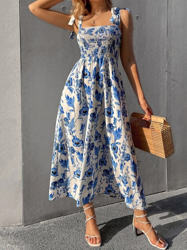 Sexy Slim Dress Sleeveless Sling Print Temperament Women's Long Dress - Day Dress
