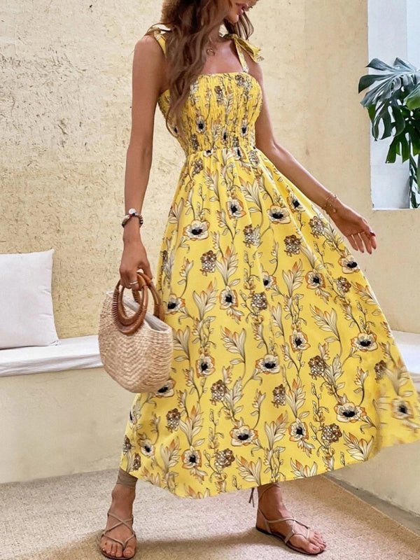 Sexy Slim Dress Sleeveless Sling Print Temperament Women's Long Dress - Day Dress