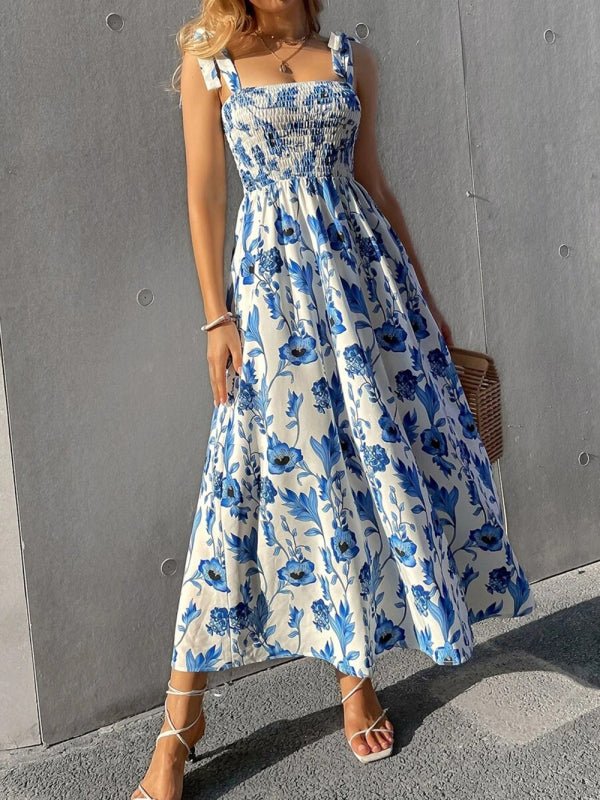 Sexy Slim Dress Sleeveless Sling Print Temperament Women's Long Dress - Day Dress