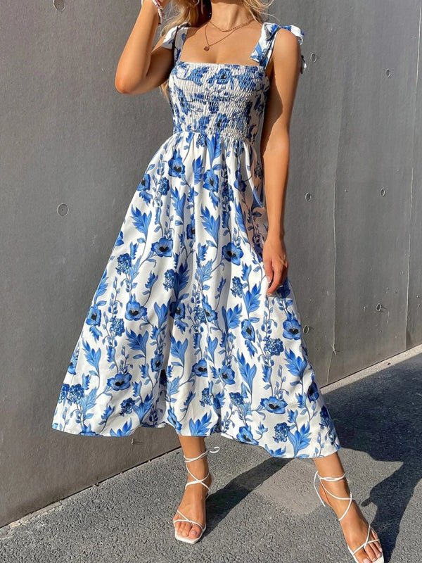 Sexy Slim Dress Sleeveless Sling Print Temperament Women's Long Dress - Day Dress