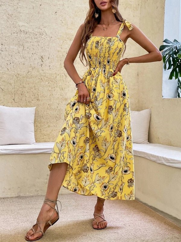 Sexy Slim Dress Sleeveless Sling Print Temperament Women's Long Dress - Day Dress