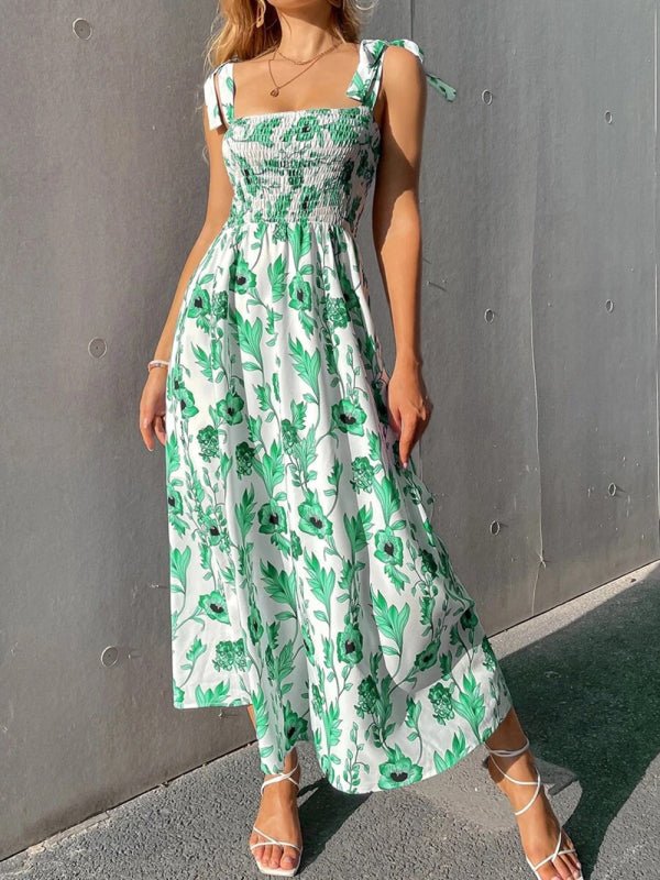 Sexy Slim Dress Sleeveless Sling Print Temperament Women's Long Dress - Day Dress